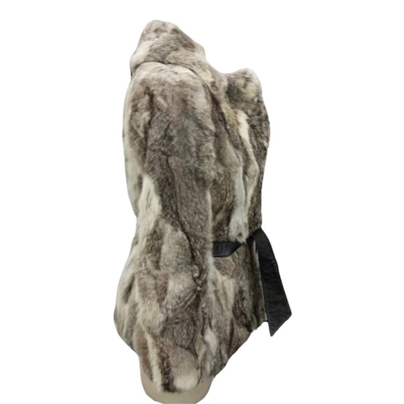 Vintage Opera Rabbit Fur Coat With Leather Belt Size Medium - Picture 2 of 8